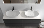 CERANO - Koupelnová skříňka Carole - černá matná + deska pod umyvadlo z lit. mramoru Elanys - 12 mm - bílá matná - 160x49,2x46 CER-8050BD85518