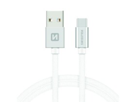 Swissten 71521203 USB 2.0 typ A na C, USB 2.0, zástrčka A - zástrčka C, opletený, 1,2m, stříbrný