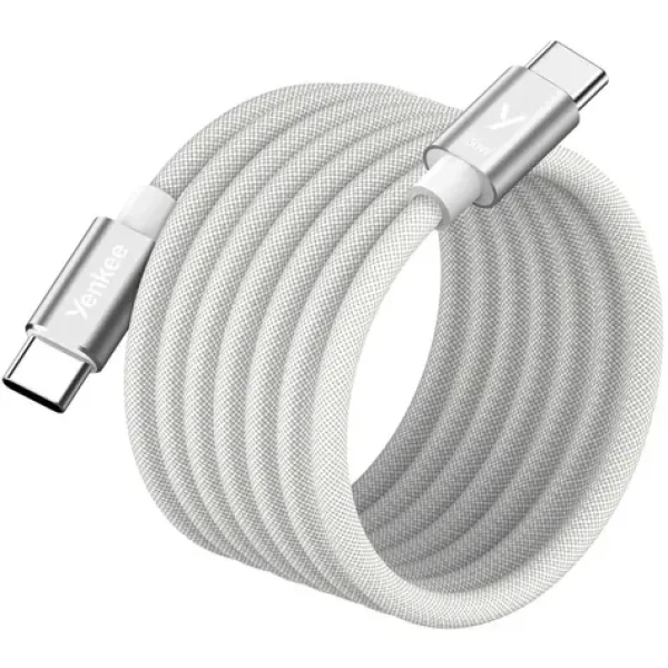 YENKEE YCU MAGNETIC 03 Kabel USB-C (M) - USB-C (M) 1.5m bílá / 60W / 480Mb/s (8590669394517)