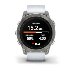 Garmin epix Pro (Gen 2) 47mm titanová, bílý řemínek / Chytré hodinky / GPS / 1.3" AMOLED / BT / Wi-Fi / NFC / 10 ATM (010-02803-21)