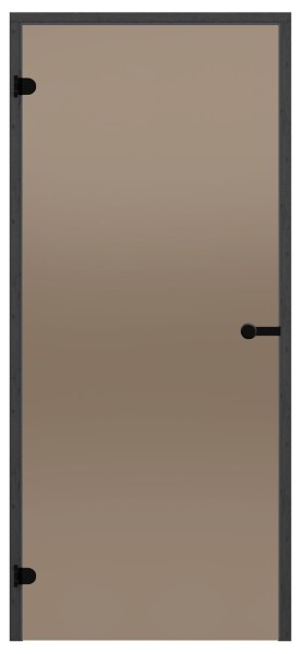 Dveře do sauny HARVIA 8x19, bronzové 790x1890 mm, borovice, černý rám CD81901BLL