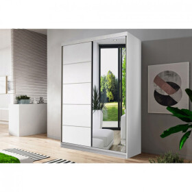 Šatní skříň Neomi 05 Barva korpusu: Bílá Mat, Rozměry: 120 cm, Dveře: Bílá mat / zrcadlo