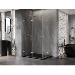 MEXEN/S - Lunar-F Duo sprchový kout skládací dveře 95 x 90, transparent, zlato kartáčovaná 836-095L-090P-55-00