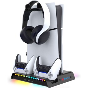 IPega P5S006 Multifunkční Nabíjecí RGB Stojan s Chlazením pro PS5 Slim černá (57983121657)