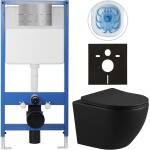 CERANO - Kompletní WC set Profi/Cesso - černá matná - WC tlačítko Line/Nerez - předstěnová instalace - 49x36 CER-8050BD84267