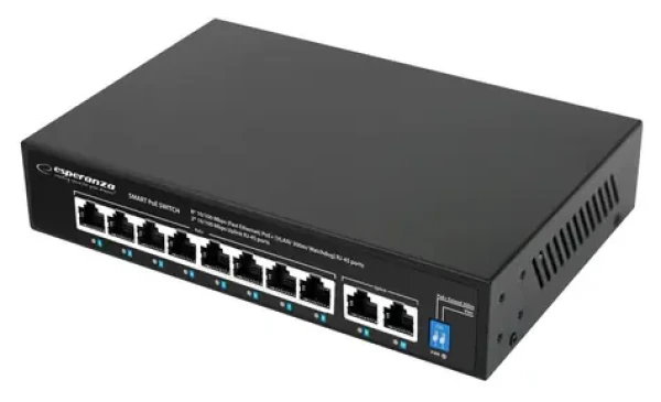 Esperanza ENS106 / Switch / 10-port 10/100 Mbps / 8x PoE+ / 96W (30W/port) / 802.3af/at (ENS106)