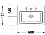 DURAVIT - 2nd floor Umyvadlo 600x430 mm, s přepadem, s otvorem pro baterii, bílá 0347600000