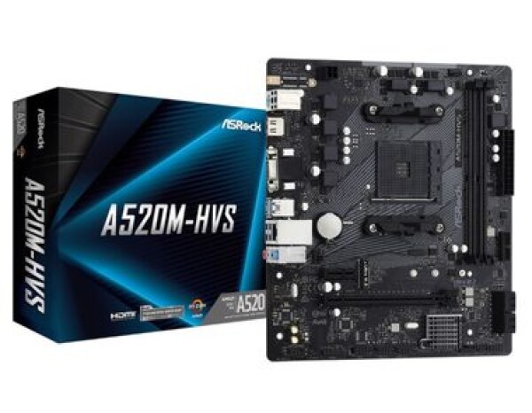 ASRock A520M-HVS / AMD A520 / DDR4 / SATA III RAID / USB / GLAN / M.2 / sc.AM4 / mATX (90-MXBE60-A0UAYZ)