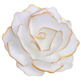 Dekorace oplatková - Růže MAXI bílá, zlatý okraj 12,5 cm