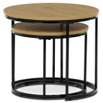 Set 2 ks stolků, MDF deska, dekor divoký dub, kovová podnož, černý lak