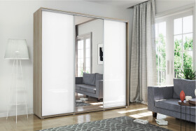 Šatní skříň Ska A30 XL Barva korpusu: Dub - sonoma, Rozměry: 250 cm, Dveře: Bílý lesk