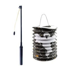 Rappa Lampión Halloween černý 15 cm se svítící hůlkou 40 cm