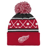 Outerstuff Dětská batolecí zimní čepice Detroit Red Wings NHL Face-Off Cuff Pom