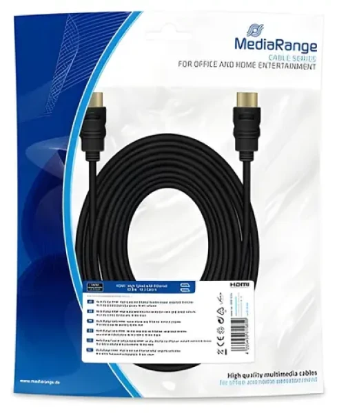 MediaRange HDMI 10 m černá / Kabel HDMI / HDMI 1.4 / 10,2 Gbit/s / Ethernet / pozlacené konektory (MRCS212)