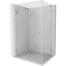 MEXEN/S - Lunar-F L sprchový kout skládací dveře levá 90 x 70, transparent, zlato 836L-090-070-50-00-L