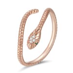 Stříbrný prsten Graceful Snake Rose Gold, stříbro 925/1000, had, nastavitelná Zlatá