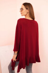Dámská blůza Plus Size s bavlnou, volánem a ohrnovacími rukávy bordová UNI