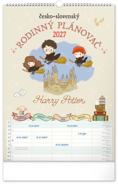 Kalendář 2027 nástěnný: Rodinný, plánovací Harry Potter XL, 33 x 46 cm