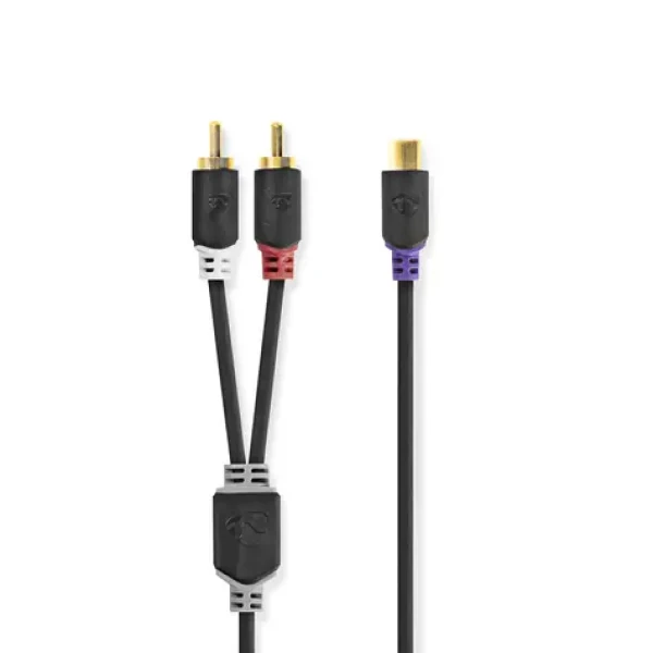Nedis Stereo Audio kabel 2x RCA (M) - RCA (F) 0.20 m černá (CABW24020AT02)