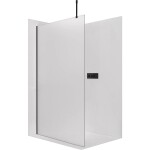 CERANO Sprchová zástěna Walk-in Onyx Top Cube L/P - 8 mm - hranatá vzpěra - černá matná, mléčné sklo - 60x200 cm