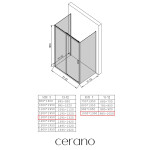CERANO - Třístěnný sprchový kout Varone LINE U L/P - 6 mm - chrom, transparentní sklo - 130x100x195 - posuvný CER-DY505-90-209