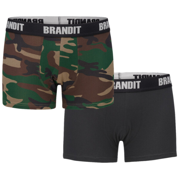 Brandit Boxerky Boxershorts Logo [sada 2 ks] woodland + černé L