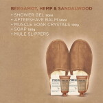 Baylis & Harding Dárková sada kosmetiky s papučemi pro muže Bergamot/Hemp/Sandalwood, hnědá barva