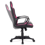 Herní křeslo, potah kombinace černé a růžové ekokůže, houpací mechanismus