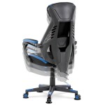 Herní křeslo, modrá, černá ekokůže a černá látka a síťovina MESH, PCA mech
