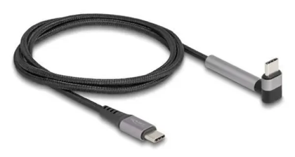 Delock Kabel USB-C (M) - USB-C (M) 1,5 m černá / Nabíjecí a datový kabel / PD 3.0 / 60 W / USB 2.0 / zalomený konektor (81172)