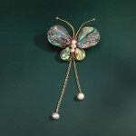 Perleťová brož ve tvaru motýla Jaide, Zlatá