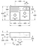 VILLEROY & BOCH - Keramický dřez Double-bowl sink Cream modulový 895 x 630 x 220 bez excentru 632391KR