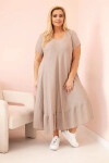 Dámské šaty plus size s krátkým rukávem a volánem z lehké viskózy fango UNI