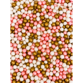Cukrovo-rýžové perly růžovo-bílo-zlaté 5mm 1kg - I LOVE CAKES