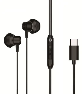 Conceptronic USB-C sluchátka do uší černá / Sluchátka / S mikrofonem / 16 Ohm / 1,2 m (BRENDAN04B)