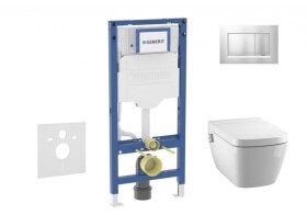 GEBERIT - Duofix Set předstěnové instalace, klozetu TECEone a sedátka softclose, tlačítko Sigma30, matný chrom/chrom SANI11CT2106