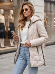 Dámská prošívaná bunda s odnímatelnou kapucí, světle šedá, FashionStreet TY5792 M