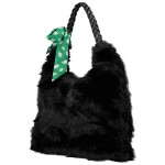 Módní dámská plyšová kabelka do ruky Raiga, černá