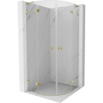 MEXEN/S - Lunar L sprchový kout čtvrtkruh křídlový 90 x 90, transparent, zlato 833L-090L-090P-50-00