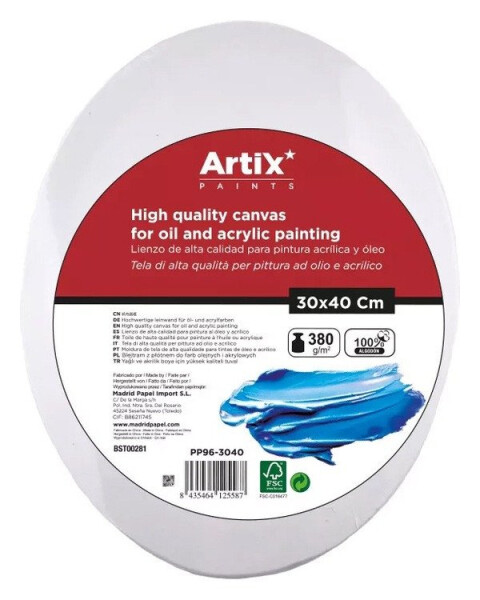 Malířské plátno 1,6cm 30x40cm oválné