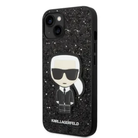 Pouzdro Karl Lagerfeld Glitter Flakes Ikonik iPhone 14 Plus černé