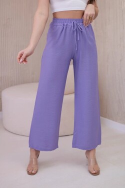 Viskózové široké nohavice fialové barvy