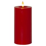 STAR TRADING LED svíčka Flamme Flow Pillar Red 17,5 cm, červená barva, plast, vosk