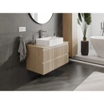 MEXEN/S - Rivel koupelnová skříňka pod umyvadlo 90 cm s deskou, 2 zásuvky, reliéf , dub 91A20-09047-2-BFFC81
