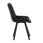 Židle jídelní, černá látka v dekoru broušené kůže, černý kov