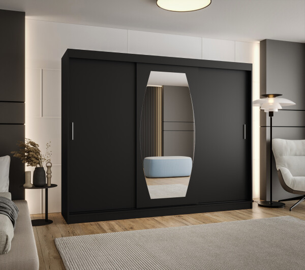 Šatní skříň Abi Rossa Rozměry: 250 cm, Barva korpusu + barva dveří: Černá + Černá