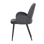Židle jidelní, šedá látka, černá kovová noha