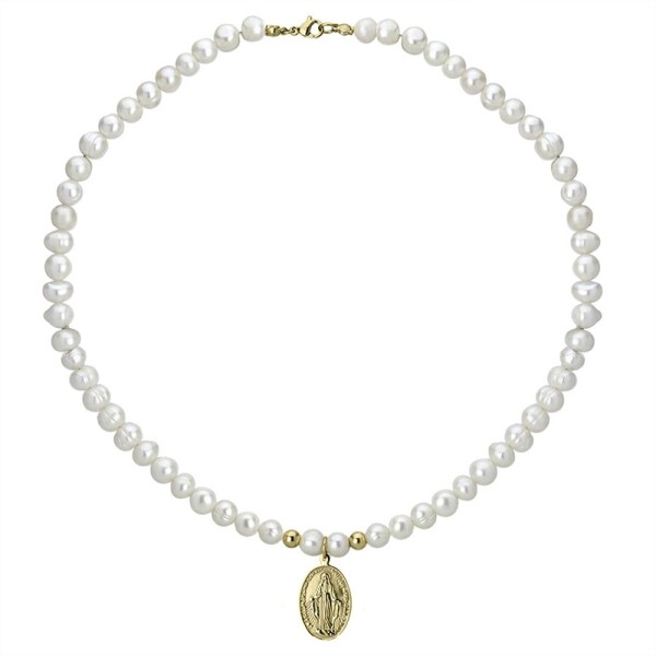 Perlový náhrdelník Celeste Gold - medailonek Panna Maria, Zlatá 41 cm + 3 cm (prodloužení)