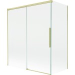 MEXEN/S - Rox vanová zástěna 2-křídlová posuvná 140 + 70 x 150, transparent, zlatá kartáčovaná 8C9-140-070-55-00