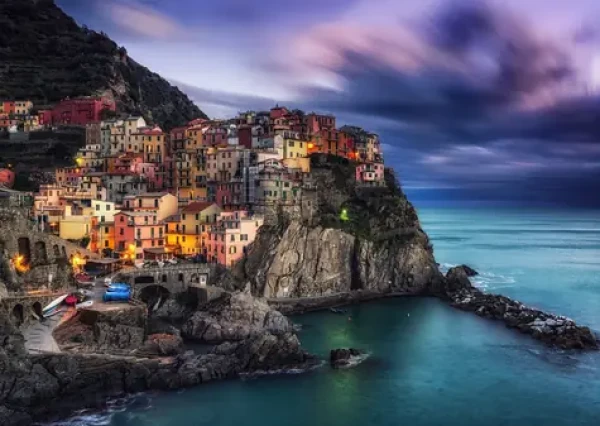 ENJOY Puzzle Manarola za soumraku, Cinque Terre, Itálie